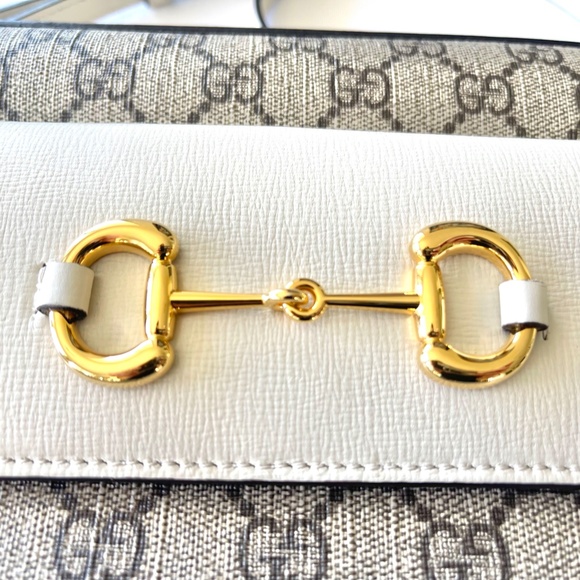 GUCCI HORSEBIT 1955 SMALL SHOULDER BAG - Beige & Ebony GG Supreme - Picture 5 of 13